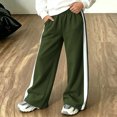 thumbnail image 6 of Girls Color Block Sweatpants with Pockets Baggy Elastic Waist Fashion Casual Kids Wide Leg Pants Army Green 14, 6 of 9
