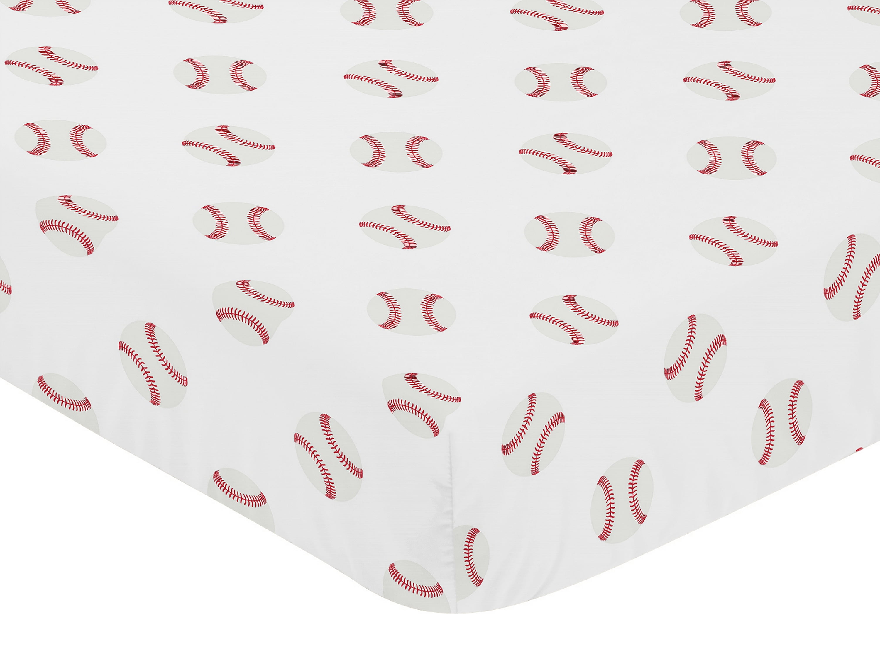 Sweet Jojo Designs Baseball Patch Red and White Fitted Crib Sheet