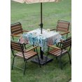 thumbnail image 4 of Outdoor Tablecloth with Umbrella Hole for Patio/Picnic/Party/Camping, Vintage Coastal Coral Waterproof Table Cloth Square Cover Washable, Nautical Blue Conch Starfish Ocean (60"x 60"), 4 of 8
