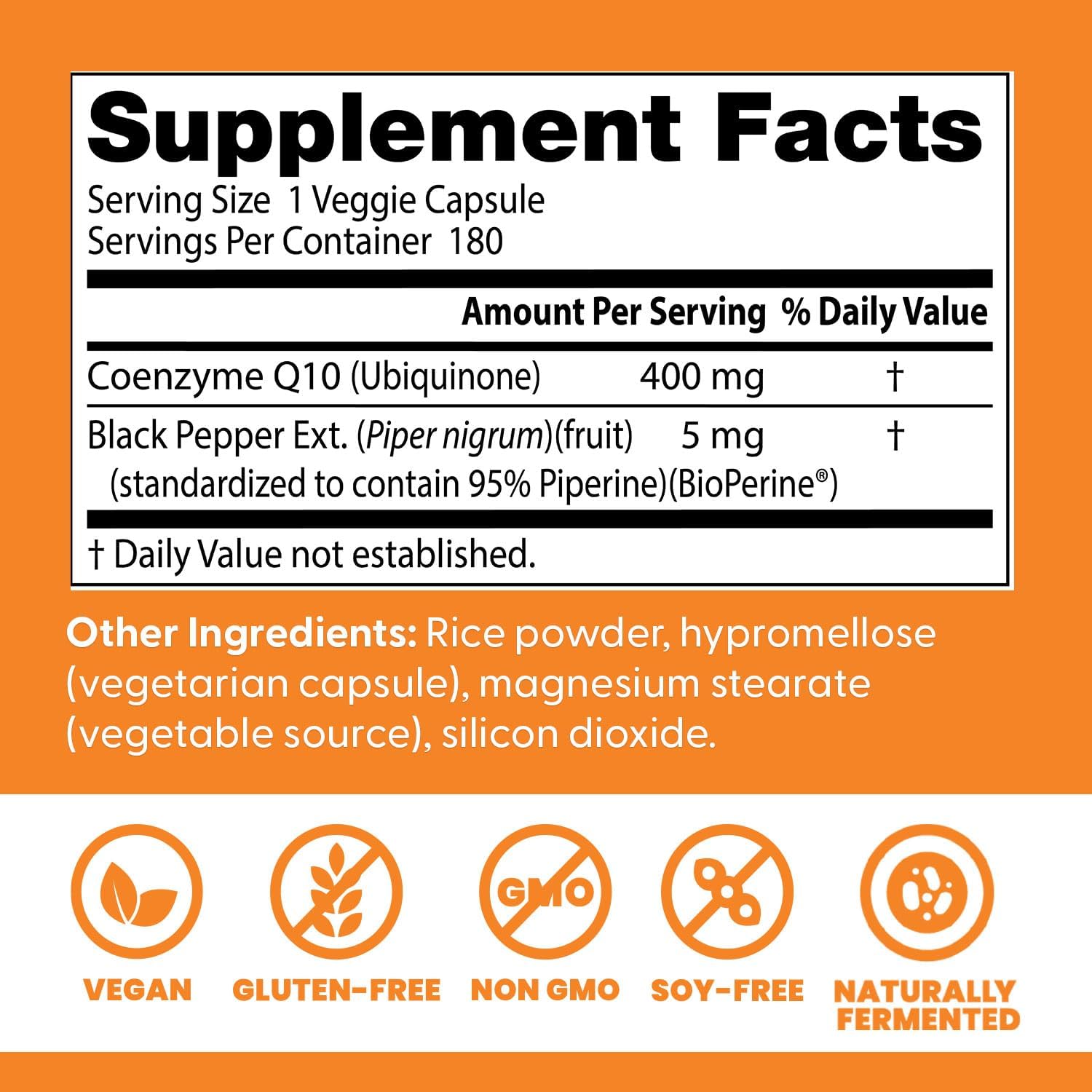 Doctor's Best High Absorption CoQ10, Heart & Energy Support, USP Verified, Naturally Fermented CoQ10, Non-GMO Gluten Free, Soy Free, Vegan 180 Veggie Caps