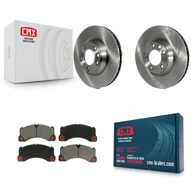 CMX Front Disc Brake Rotors and Ceramic Pads Kit for Car 2011-2013 Porsche Cayenne with 350mm Diameter Rotor K8C-100027