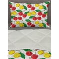 thumbnail image 3 of Fruit Comforter & Sham Bedding Set, Graphic Colorful Cherries with Leaves Pattern Fresh Ripe Juicy Tasty Summertime, 3 pcs Duvet Set Microfiber Filling Quilt, 5 Sizes, Red Yellow Green, by Ambesonne, 3 of 4