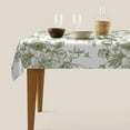 thumbnail image 3 of Sage Green Floral Tablecloth 60 x 84 Inch Rectangle Chinoiserie Flowers Decorative Table Cloth Rustic Fabric Farmhouse Washable Table Cover for Picnic Party Holiday Home Indoor Outdoor, 3 of 5