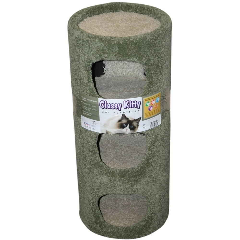 Classy Kitty 3Story Carpeted Condo, 13"L x 13"W x 30"H