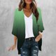 thumbnail image 2 of Tops de Manga Larga de las Mujeres Impresión Casual Blusa Suelta 3/4 Manga Tops de Manga Larga de las Mujeres Moda Cubrir el Cardigan, 2 of 5