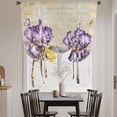 thumbnail image 3 of Purple Iris Tie Up Curtains 45 Inches Long, Kitchen Window Curtains Over Sink, Spring Vintage Flowers Butterfly Leaves Khaki Small Window Curtains Shade Balloon Curtains Valances for Bedroom 34"x45", 3 of 8