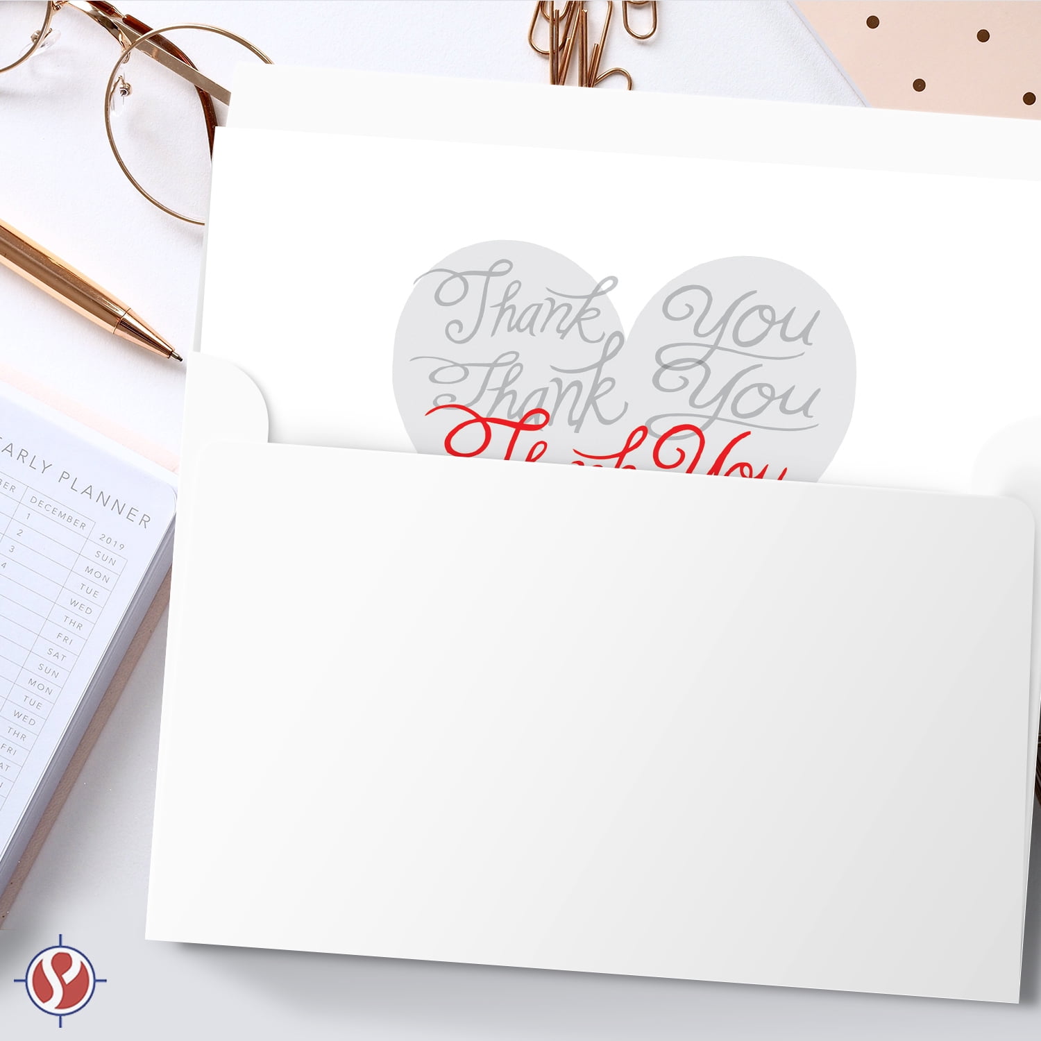 Thank You Greeting Cards and Envelopes, Beautiful and Romantic Love Hearts Valentine’s Day Greetings for Husband, Wife, Boyfriend, or Girlfriend | 4.5” x 6” (A6 Size) | 25 Cards & 25 Envelopes