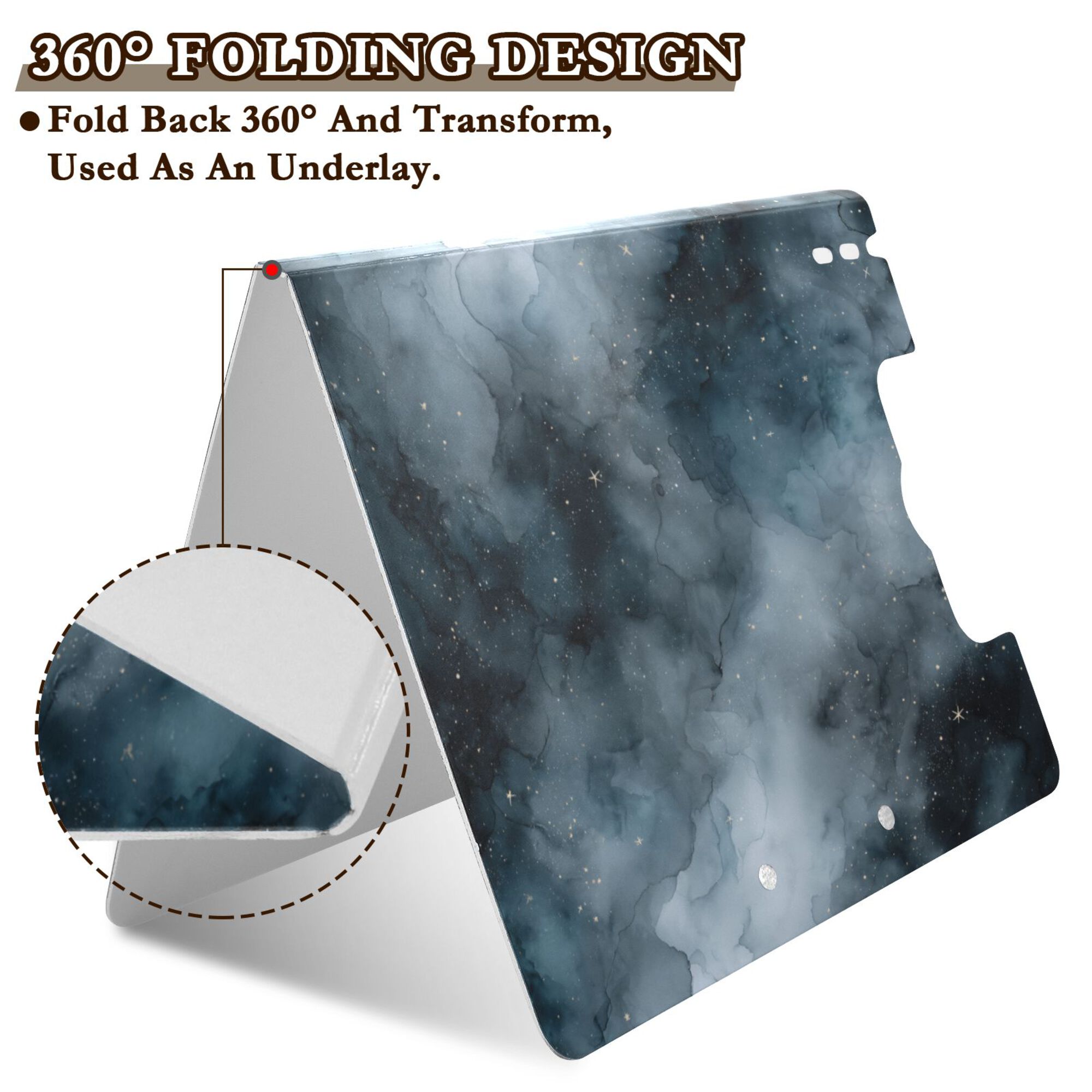 FORMRS A4 Clipboard Folder with Pen Holder Horizontal Foldable School Office Binder, Watercolor Sky Pattern