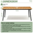 thumbnail image 5 of Pellebant 70" Patio Outdoor Dining Table for 6, Sturdy Aluminum Frame Wood-Grain Top with Umbrella Hole, Brown, 5 of 9