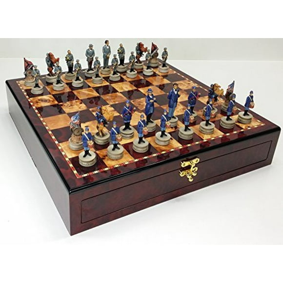 Juego de ajedrez US American Civil War Generals con tablero de almacenamiento