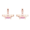 thumbnail image 4 of 2.8174 ct Lever-Back Drop Dangle Earrings for Women | 5.5mm Princess Cut Simulated Pink Diamond | 18K Rose Gold, 4 of 5