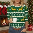 thumbnail image 7 of Oksale Cute Deer Graphic Tops for Women Plus Size Round Neck Shirts Loose 3/4 Length Sleeve Blouses Lightweight Soft Comfy Top Fall Festival Clothing 2025 Green L, 7 of 7