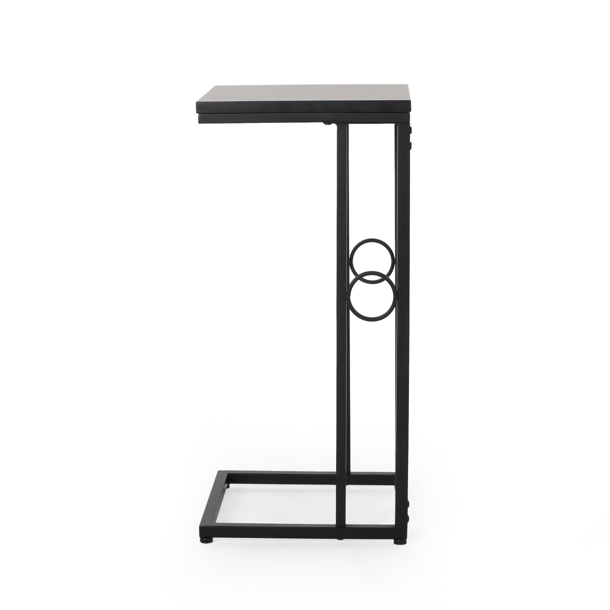 Noble House Maxwell Modern Faux Wood End Table, Matte Black, Black