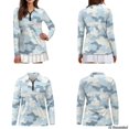 thumbnail image 3 of FOR U DESIGNS Blue Camouflage Print Couple Golf Shirts Long Sleeve Quarter Zip Matching Outfits Quick Dry Moisture Wicking Polo for Running Hiking Tennis, 3 of 7