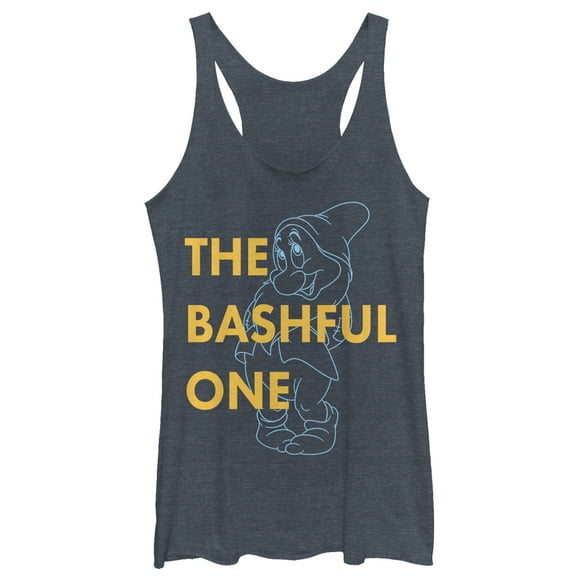 Women's Snow White and the Seven Dwarfs Bashful One Racerback Tank Top Navy Blue Heather Large