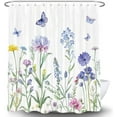 thumbnail image 6 of Watercolor Floral Shower Curtain for Bathroom, Wildflowers Plant Butterfly Decor Bath Curtain, Polyester Fabric Waterproof Bathtub Accessories with 12 Hooks,72X72in Yellow, 6 of 6