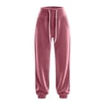 thumbnail image 6 of Women's High Waist Velvet Jogger Sweatpants, Ghalytn Drawstring Elastic Waist Soft Velour Casual Pants with Side Pockets, 6 of 7