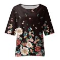 ASDFVBKG Plus Size Tops for Women Elbow Sleeve Crew Neck Casual Loose T