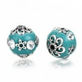 thumbnail image 2 of Handmade Indonesia Beads with Rhinestone and Brass Findings Round Silver Dark Turquoise 17x16.5mm Hole: 1.8mm, 2 of 2