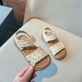 thumbnail image 5 of ZunFeo Girls Floral Sandals Ivory White for Kids Little Kids, Adjustable Strap Open Toe Summer Dress Shoes, Comfortable Soft Sole Sandals, Size 5T-1Y,Size 12 Months, 5 of 9