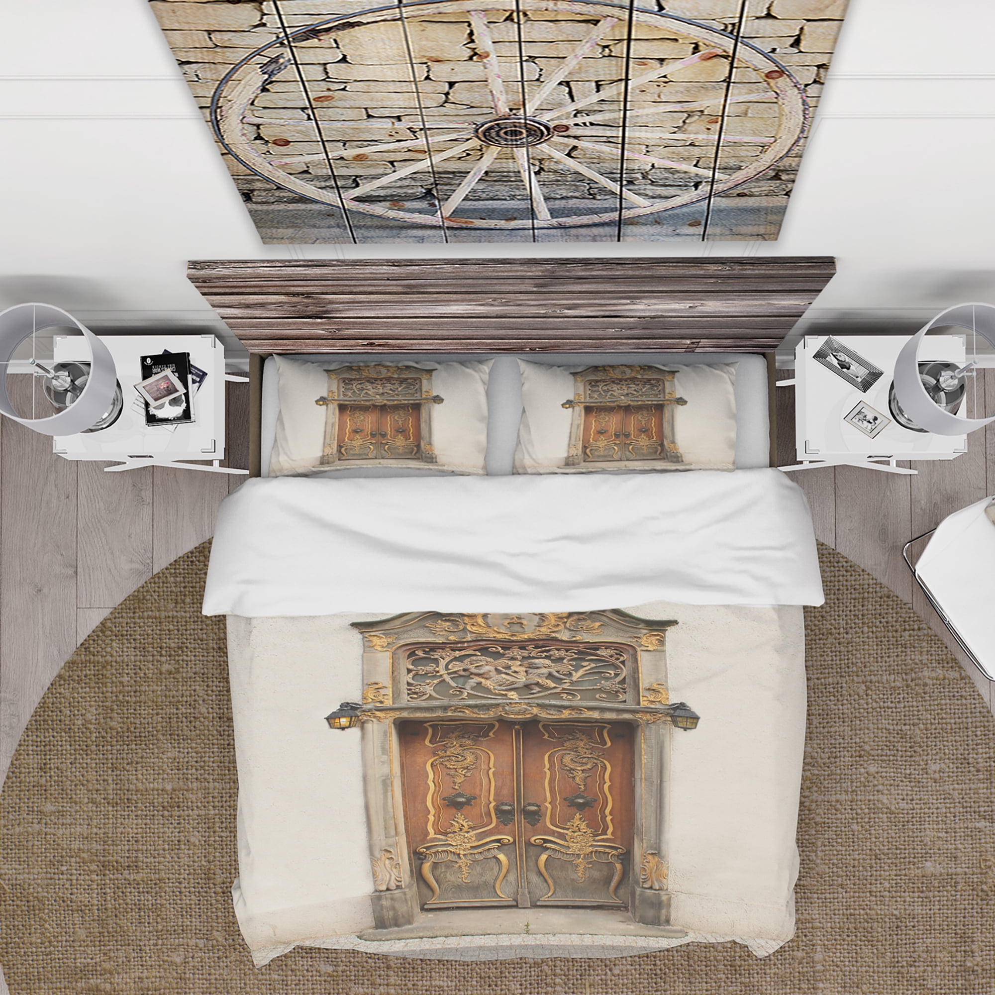 Designart 'Old Door With Gold Ornaments' Vintage Duvet Cover Set
