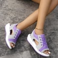 thumbnail image 5 of Womens Mesh Cutout Wedge Sandals Lace Up Shock Absorbing Thick Sole Non Slip Summer Walking Sport Sandals 43, 5 of 7