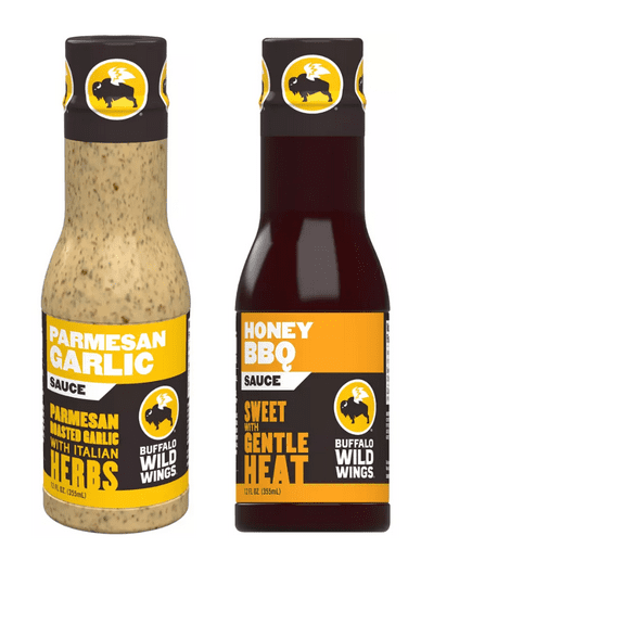 Buffalo Wild Wings Parmesan Roasted Garlic Sauces, 12 fl oz Buffalo Wild Wings Honey BBQ Sauce, 12 oz