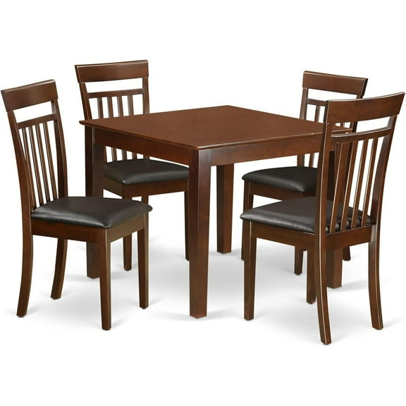 HomeStock Chair Set With A Dining Table And Kitchen Chairs, Mahogany, 36" Square Table, 30" High, Includes 5-Piece Set With 4 Kitchen Chairs