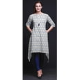 thumbnail image 3 of Bimba Blue Geometric Shibori Printed Tops For Women Asymmetric Kurti Summer Dress For Girls Small, 3 of 6
