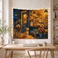 thumbnail image 5 of Golden Dog at European Bakery Shopfront with Cobblestones and Flowers, Nostalgic Vintage for Art Lovers, Warm Wall Art Decor, Housewarming Gift Tapestry Wall Hanging for Living Room and Bedroom, 5 of 7