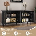 thumbnail image 5 of CBJCBJ 63" Mid Century Retro Sideboard Buffet Cabinet 4 Door, Accent Cabinet for Dining Room, Black, 5 of 9