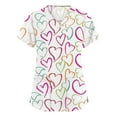 thumbnail image 2 of Fabrcox S-5XL Valentines Scrubs Tops for Women Plus Size Love Heart Graphic Holiday Scrubs for Women Tops V Neck Short Sleeve Nurses Working Uniforms with Pockets, 2 of 5