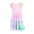 thumbnail image 4 of Alkepwun Little Big Girls Sundresses with Pockets Beach Vacation Outfits Kids Summer Boho Ombre Fly Sleeve Tiered Midi Dresses 6-14Y, 4 of 5