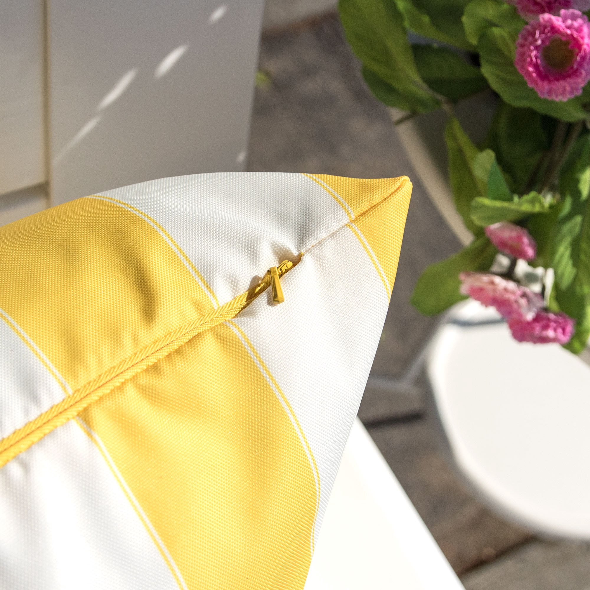 Bailey Yellow Square Outdoor Throw Pillow