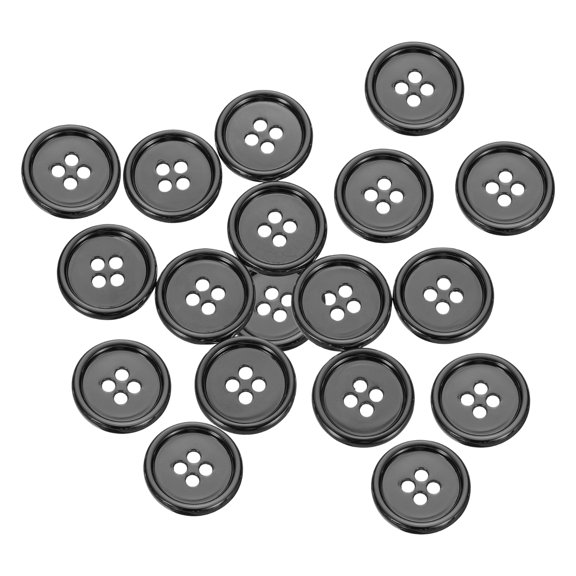 Uxcell 20pcs Metal Sewing Button, 18mm 4-Hole Round Suit Shirts Coats Clothes Sewing Buttons for Decoration Craft, Gunmetal