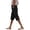 Black, variant on Gunia Linen Blend Pants For Women Capri Pants Capris Beach Cropped Trousers Drawstring Side Split Casual Ladies Pant Vacation Summer Pants