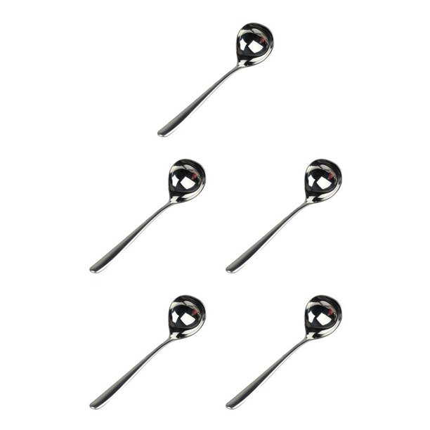 Inteprter 1 Uds. Cuchara para sopa cuchara de acero inoxidable con acabado de espejo cuchara para sopa grande Buffet banquete cena vajilla utensilios de Type5 NO5 Inteprter CBP111635