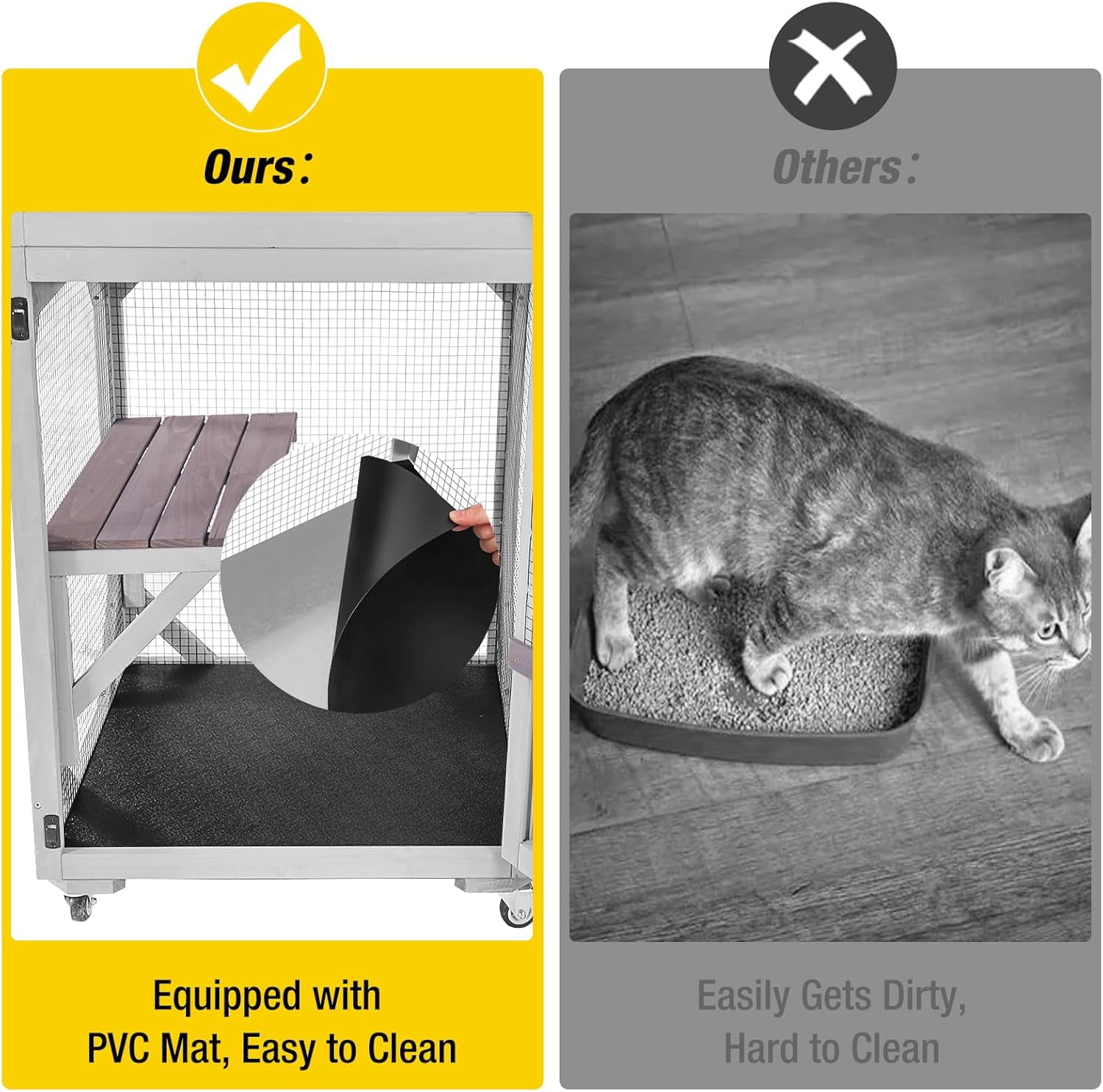 Aivituvin Catio Outdoor Cat House for Catis Mobile Enclosures on Wheels Large Cat Cage with Waterproof Cover,Resting House,62.8