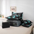 thumbnail image 6 of jejeloiu Vintage Geometric Design 7pcs Bedding Comforter Set,Black Cyan Graffiti Queen Bedding Sets For Adult Reversible, 6 of 8