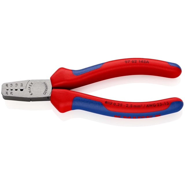 KNIPEX 97 62 145 A Pinza para ponchar terminales ferrul Con fundas en dos componentes 145 mm