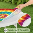 thumbnail image 5 of Colorful Rainbow Tie Dye Spiral Pattern Round Fitted Tablecloth with Elastic Edge,Dining Table Cover Waterproof,Outdoor Round Tablecloth for Camping,Dining,Indoor and Outdoor, 5 of 7
