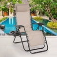 thumbnail image 5 of Dkeli Zero Gravity Chair Folding Mesh Zero Gravity Recliner with Cup Holder and Pillow Support 300lbs for Deck, Lawn, Poolside, Camping, Tan, 5 of 7