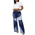 thumbnail image 2 of SAYOO Women's High Waist Jeans Zipper Button Patchwork Closure Trousers for Casual Daily (Blue), 2 of 9
