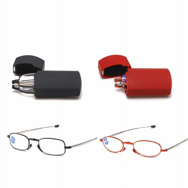 Gafas de presbicia con antena plegable de moda con caja de encendido, luz anti-azul, pata telescópica de metal, gafas para presbicia para hombres y mujeres mayores