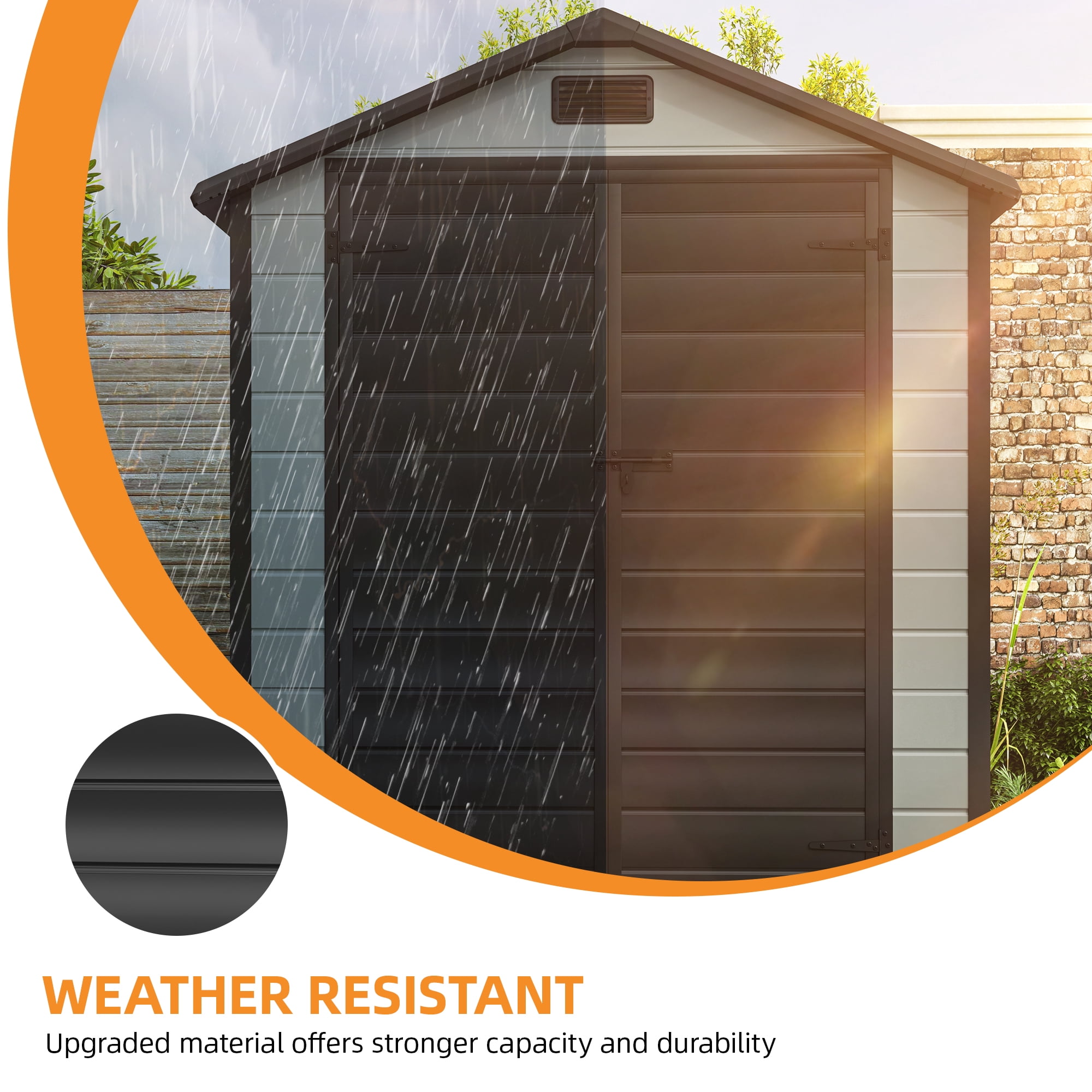 Uforic 6x4 FT Resin Storage Shed, Reinforced Floor, Lockable Door, Window & Vents, Waterproof for Garden Backyard Patio Lawn