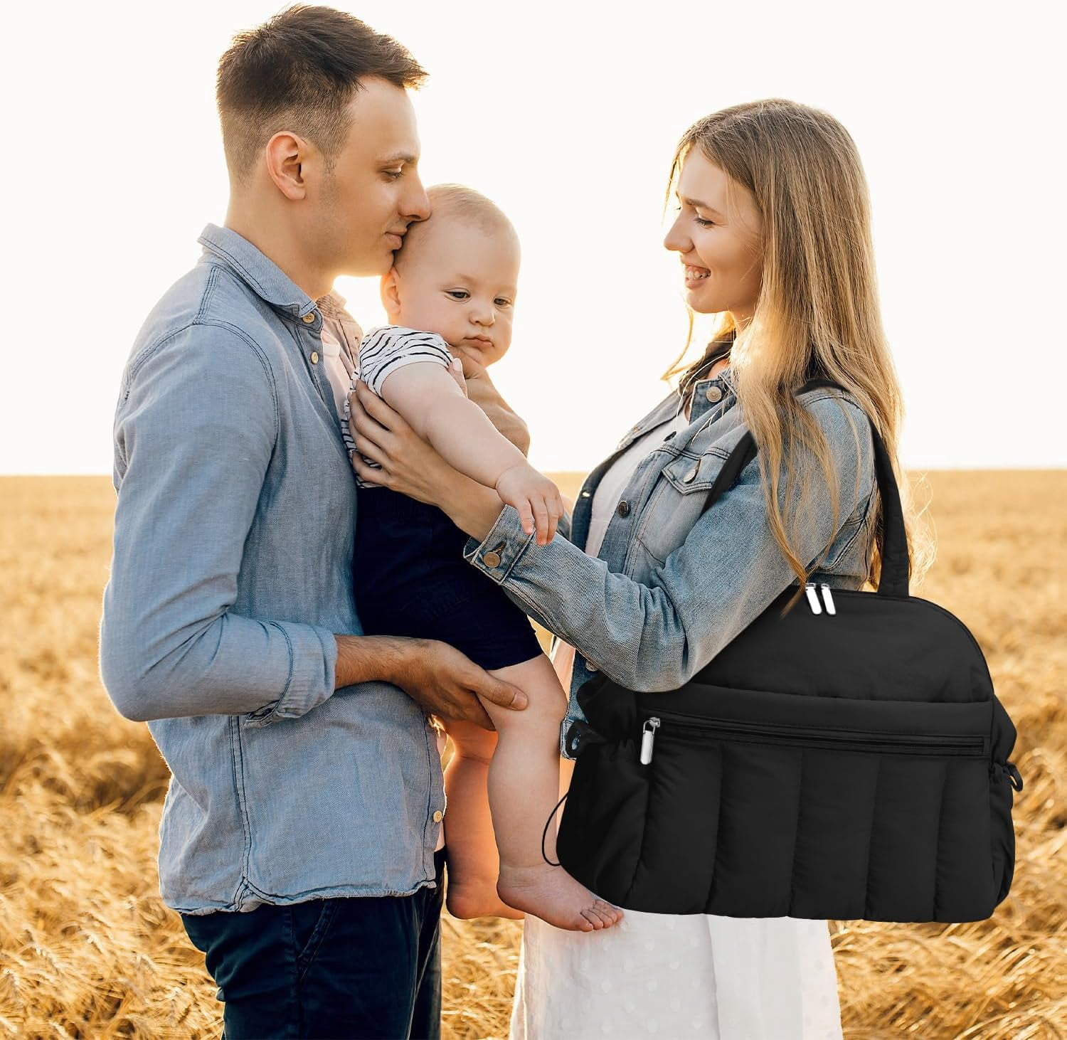 Diaper Bag Tote, Puffer Diaper Tote Bags body Hospital Bag Travel Large Mommy Bag, with Pacifier Case