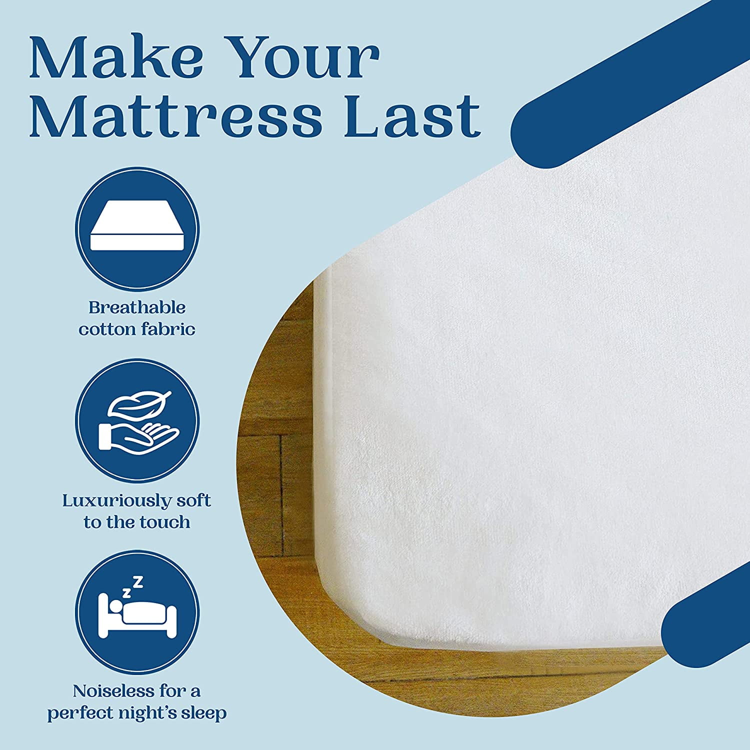 FeelAtHome Mattress Cover and Protector - 100% Waterproof, Noiseless Cotton Terry Fabric, King, White