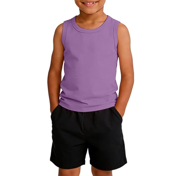 Abcomgle Boys Tank Tops Size 7-8 Summer Crewneck Sleeveless Tanks for Boys Casual Solid Athletic Shirts for Boys 10-12