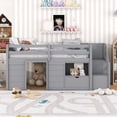 thumbnail image 2 of Triple Tree Kids Solid Wood Twin Size Loft Bed with Stairs, Storage Drawer and Shelves, Gray, 2 of 6