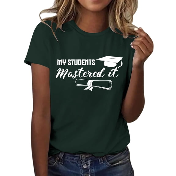 MEICHEN Graduation Gifts for Her: Senior 2026 Shirts Class Of 2026 T Shirt In My Senior Causal College Graduation Teacher Tee Tops Womens Spring Summer Tops